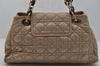 Authentic Christian Dior Cannage Nylon Leather Shoulder Hand Bag Beige CD 1906J