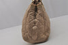 Authentic Christian Dior Cannage Nylon Leather Shoulder Hand Bag Beige CD 1906J