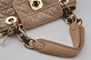 Authentic Christian Dior Cannage Nylon Leather Shoulder Hand Bag Beige CD 1906J