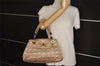 Authentic Christian Dior Cannage Nylon Leather Shoulder Hand Bag Beige CD 1906J