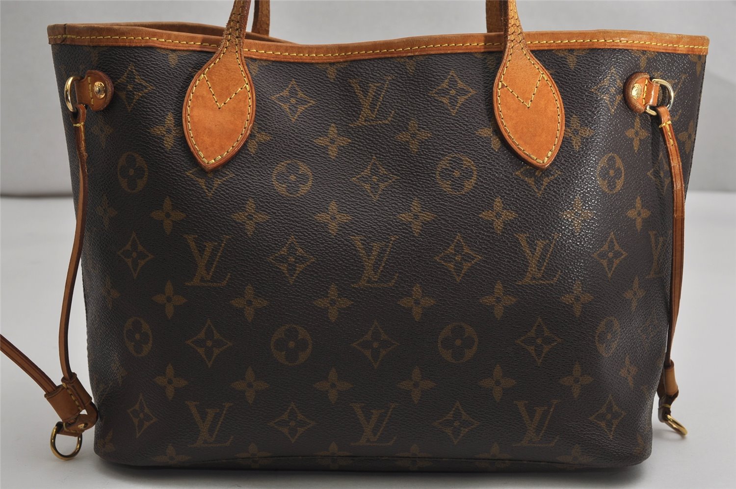 Authentic Louis Vuitton Monogram Neverfull PM Shoulder Tote Bag M40155 LV 1910K