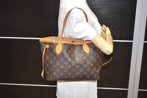 Authentic Louis Vuitton Monogram Neverfull PM Shoulder Tote Bag M40155 LV 1910K