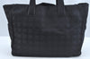 Authentic CHANEL New Travel Line Vintage Tote Bag Nylon Leather Black Junk 1911J