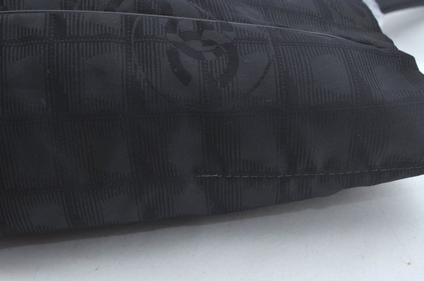 Authentic CHANEL New Travel Line Vintage Tote Bag Nylon Leather Black Junk 1911J