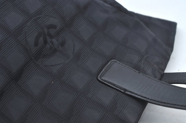 Authentic CHANEL New Travel Line Vintage Tote Bag Nylon Leather Black Junk 1911J