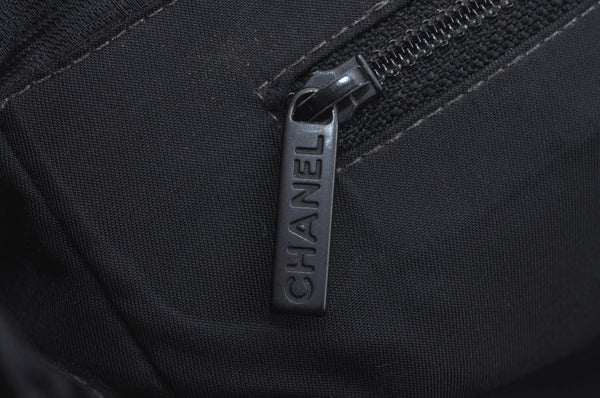 Authentic CHANEL New Travel Line Vintage Tote Bag Nylon Leather Black Junk 1911J