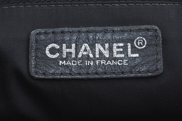 Authentic CHANEL New Travel Line Vintage Tote Bag Nylon Leather Black Junk 1911J