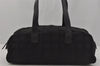 Authentic CHANEL New Travel Line Hand Boston Bag Nylon Leather Black 1913J