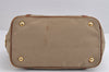 Authentic PRADA Vintage Ribbon Canvas Leather 2Way Shoulder Tote Bag Beige 1916J