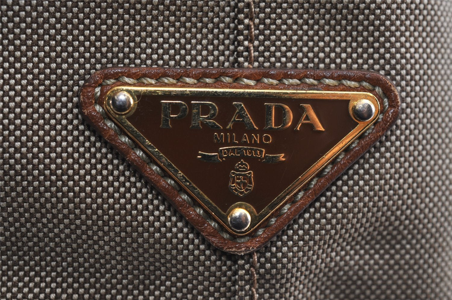 Authentic PRADA Vintage Ribbon Canvas Leather 2Way Shoulder Tote Bag Beige 1916J