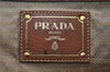 Authentic PRADA Vintage Ribbon Canvas Leather 2Way Shoulder Tote Bag Beige 1916J