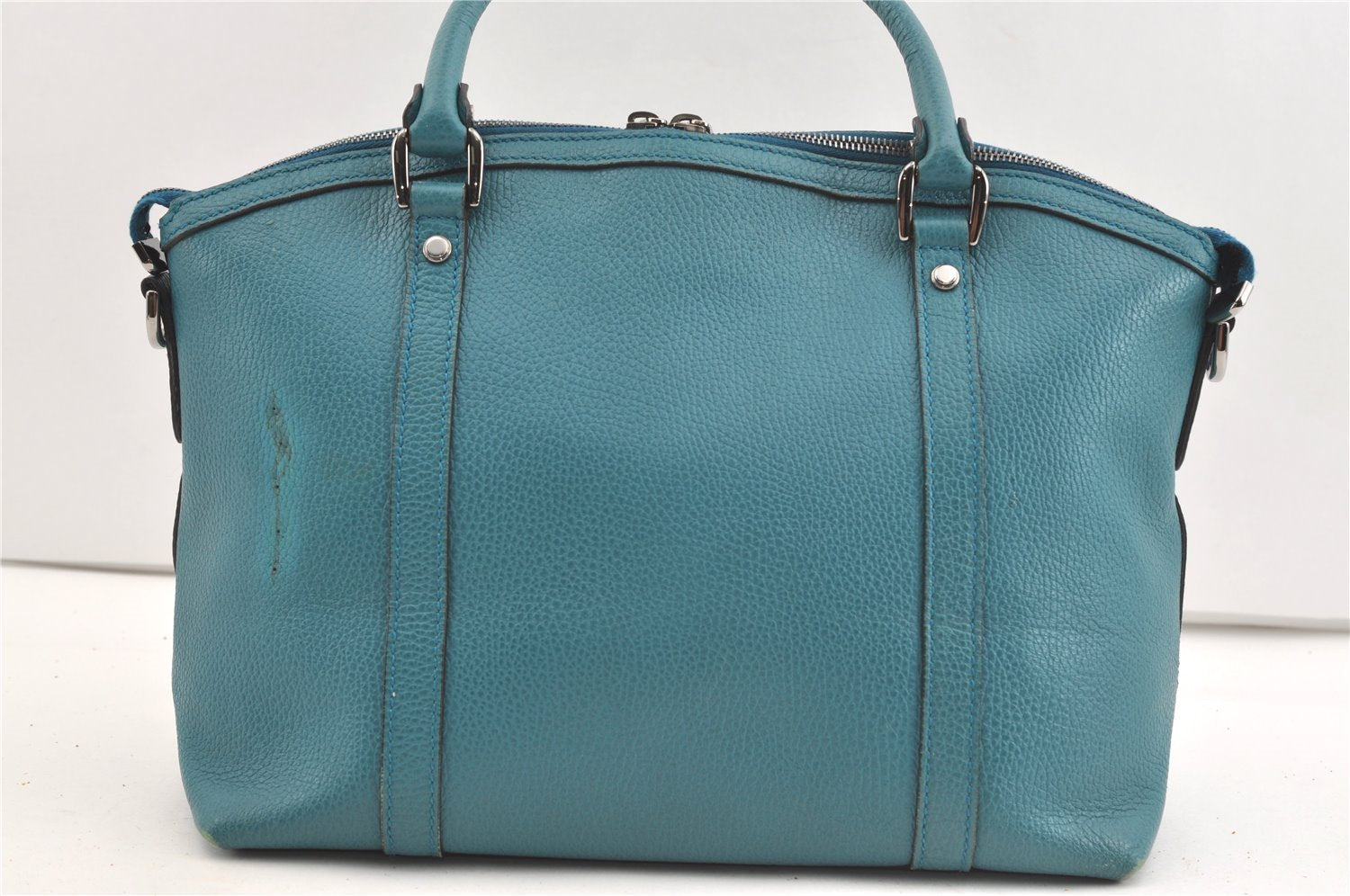 Authentic GUCCI Interlocking G 2Way Hand Shoulder Bag Leather 341503 Blue 1918J