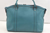 Authentic GUCCI Interlocking G 2Way Hand Shoulder Bag Leather 341503 Blue 1918J
