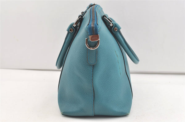 Authentic GUCCI Interlocking G 2Way Hand Shoulder Bag Leather 341503 Blue 1918J