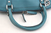Authentic GUCCI Interlocking G 2Way Hand Shoulder Bag Leather 341503 Blue 1918J