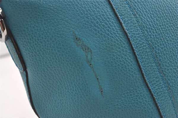 Authentic GUCCI Interlocking G 2Way Hand Shoulder Bag Leather 341503 Blue 1918J