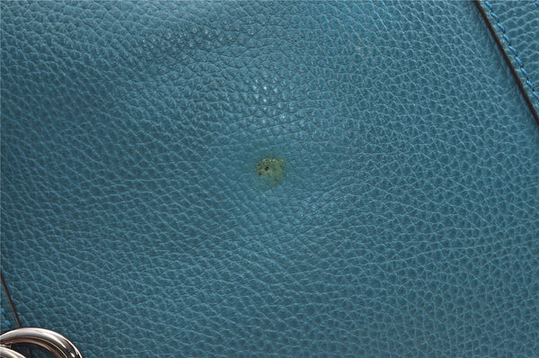 Authentic GUCCI Interlocking G 2Way Hand Shoulder Bag Leather 341503 Blue 1918J