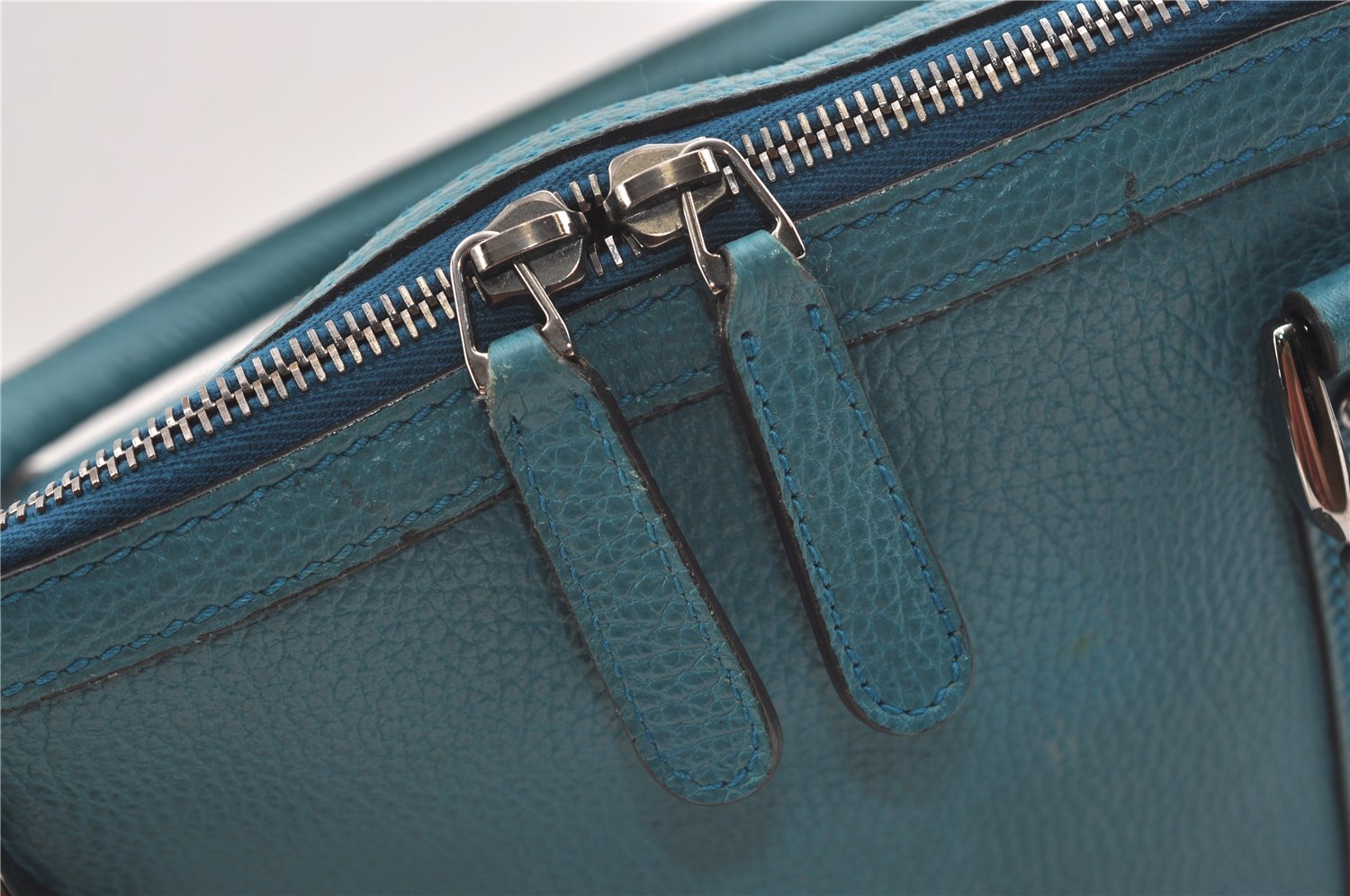 Authentic GUCCI Interlocking G 2Way Hand Shoulder Bag Leather 341503 Blue 1918J