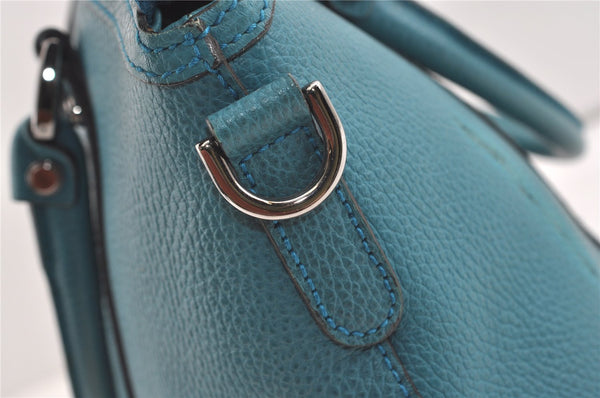 Authentic GUCCI Interlocking G 2Way Hand Shoulder Bag Leather 341503 Blue 1918J