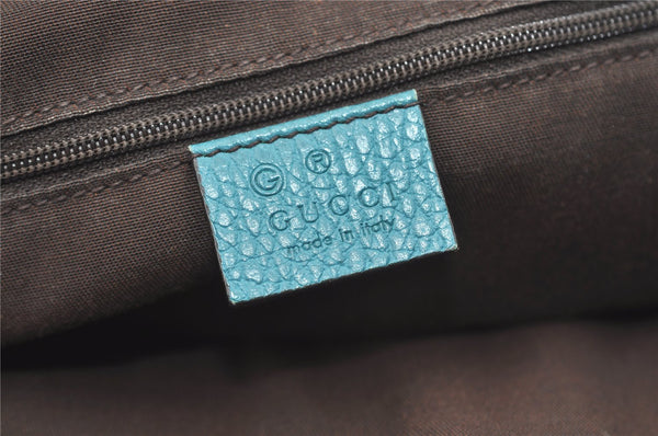 Authentic GUCCI Interlocking G 2Way Hand Shoulder Bag Leather 341503 Blue 1918J