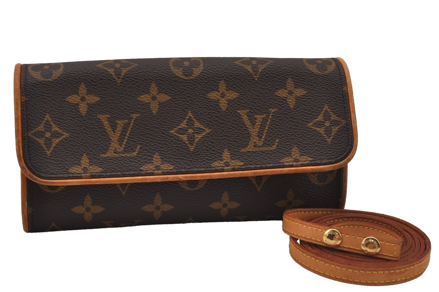 Authentic Louis Vuitton Monogram Pochette Twin PM Shoulder Bag M51854 LV 1920J