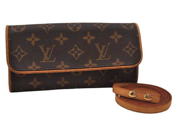 Authentic Louis Vuitton Monogram Pochette Twin PM Shoulder Bag M51854 LV 1920J