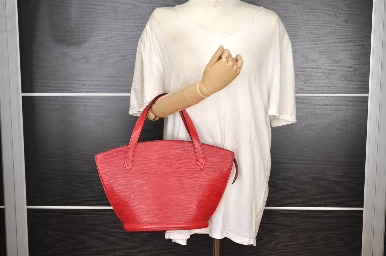 Authentic Louis Vuitton Epi Saint Jacques Hand Bag Red M52277 LV 1922I