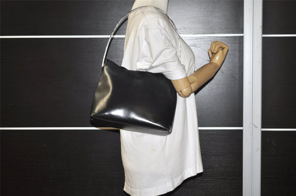 Authentic GUCCI Vintage Shoulder Hand Bag Purse Leather Black 1923I