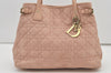 Authentic Christian Dior Panarea Cannage Tote Bag PVC Leather Pink 1923J