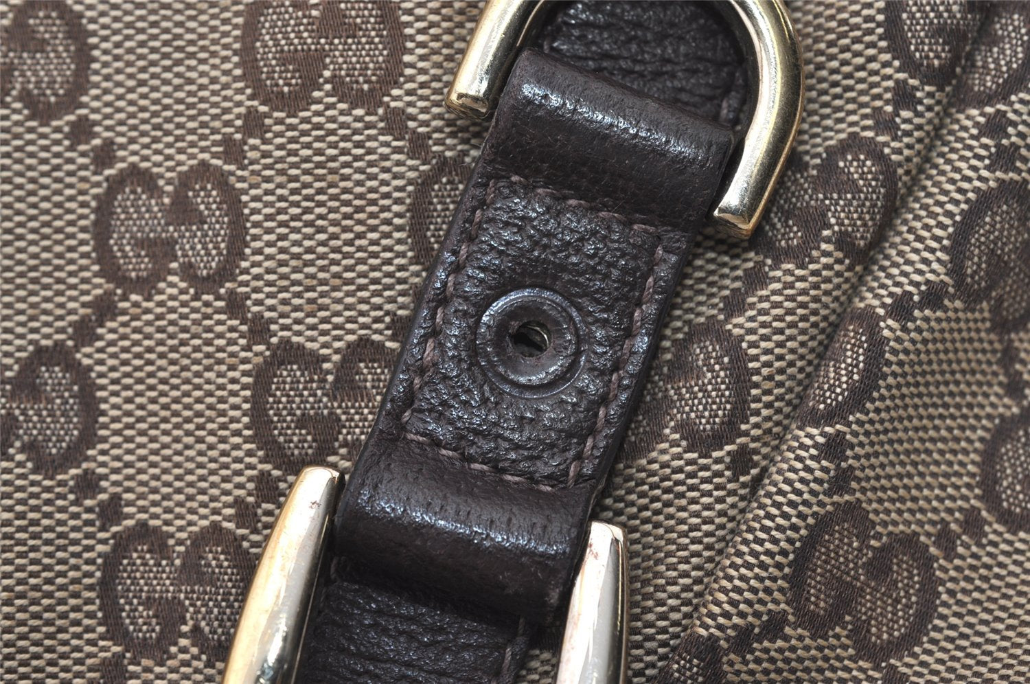 Authentic GUCCI Abbey Shoulder Tote Bag GG Canvas Leather 130736 Brown 1924I