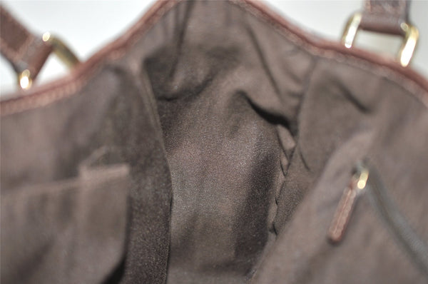 Authentic GUCCI Abbey Shoulder Tote Bag GG Canvas Leather 130736 Brown 1924I