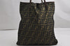 Authentic FENDI Vintage Zucca Shoulder Tote Bag Nylon Leather Brown 1924K