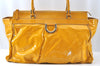 Authentic GUCCI Vintage Abbey Shoulder Tote Bag Enemel 189931 Yellow 1926J