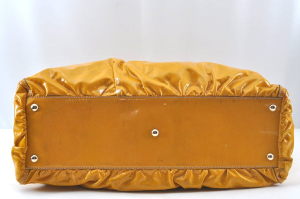 Authentic GUCCI Vintage Abbey Shoulder Tote Bag Enemel 189931 Yellow 1926J