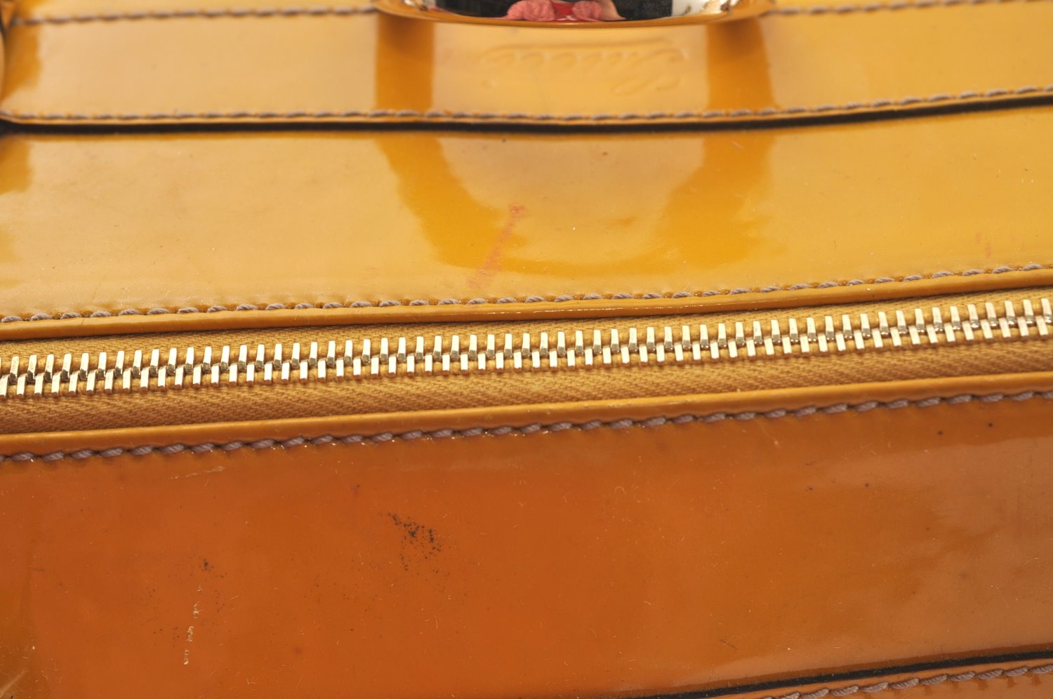 Authentic GUCCI Vintage Abbey Shoulder Tote Bag Enemel 189931 Yellow 1926J