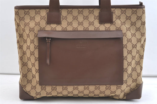 Authentic GUCCI Vintage Shoulder Tote Bag GG Canvas Leather 0190426 Brown 1926K