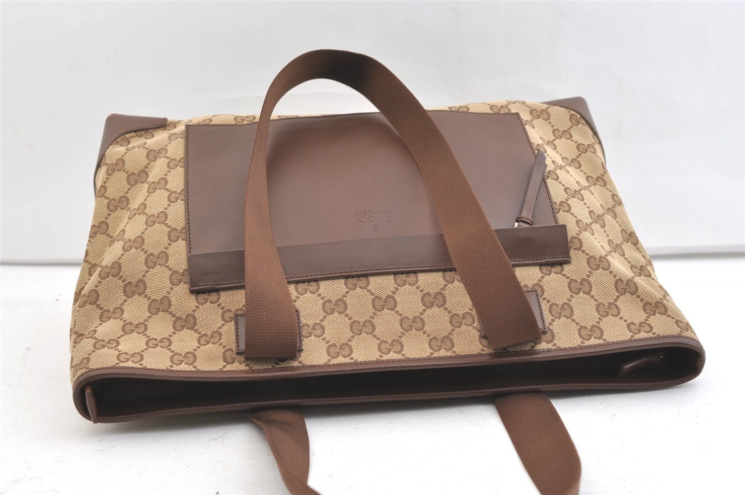 Authentic GUCCI Vintage Shoulder Tote Bag GG Canvas Leather 0190426 Brown 1926K