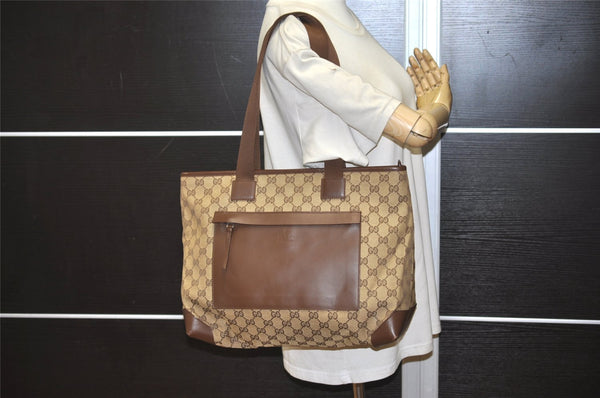 Authentic GUCCI Vintage Shoulder Tote Bag GG Canvas Leather 0190426 Brown 1926K