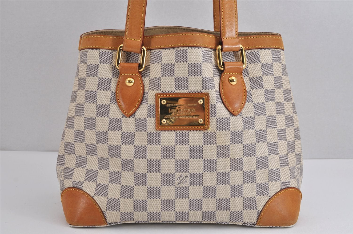 Authentic Louis Vuitton Damier Azur Hampstead PM N51207 Shoulder Tote Bag 1927J
