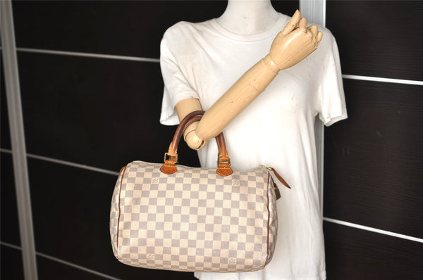 Authentic Louis Vuitton Damier Azur Speedy30 Hand Boston Bag N41533 LV 1927K