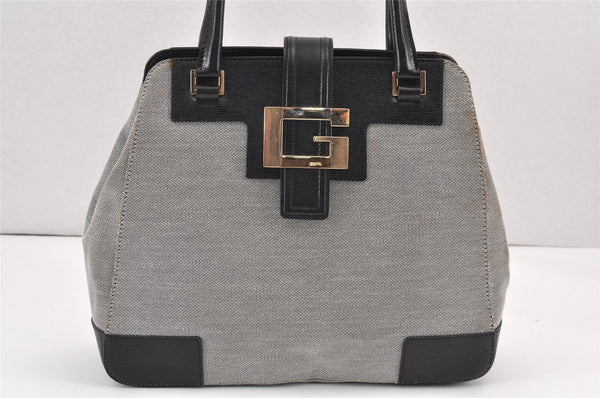 Authentic GUCCI Shoulder Hand Bag Purse Canvas Leather 0021103 Black 1930K