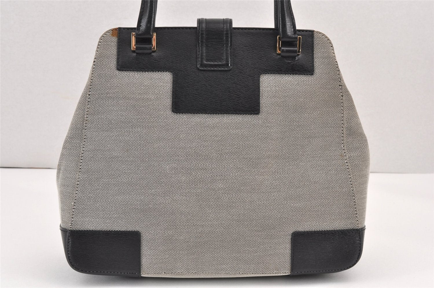 Authentic GUCCI Shoulder Hand Bag Purse Canvas Leather 0021103 Black 1930K