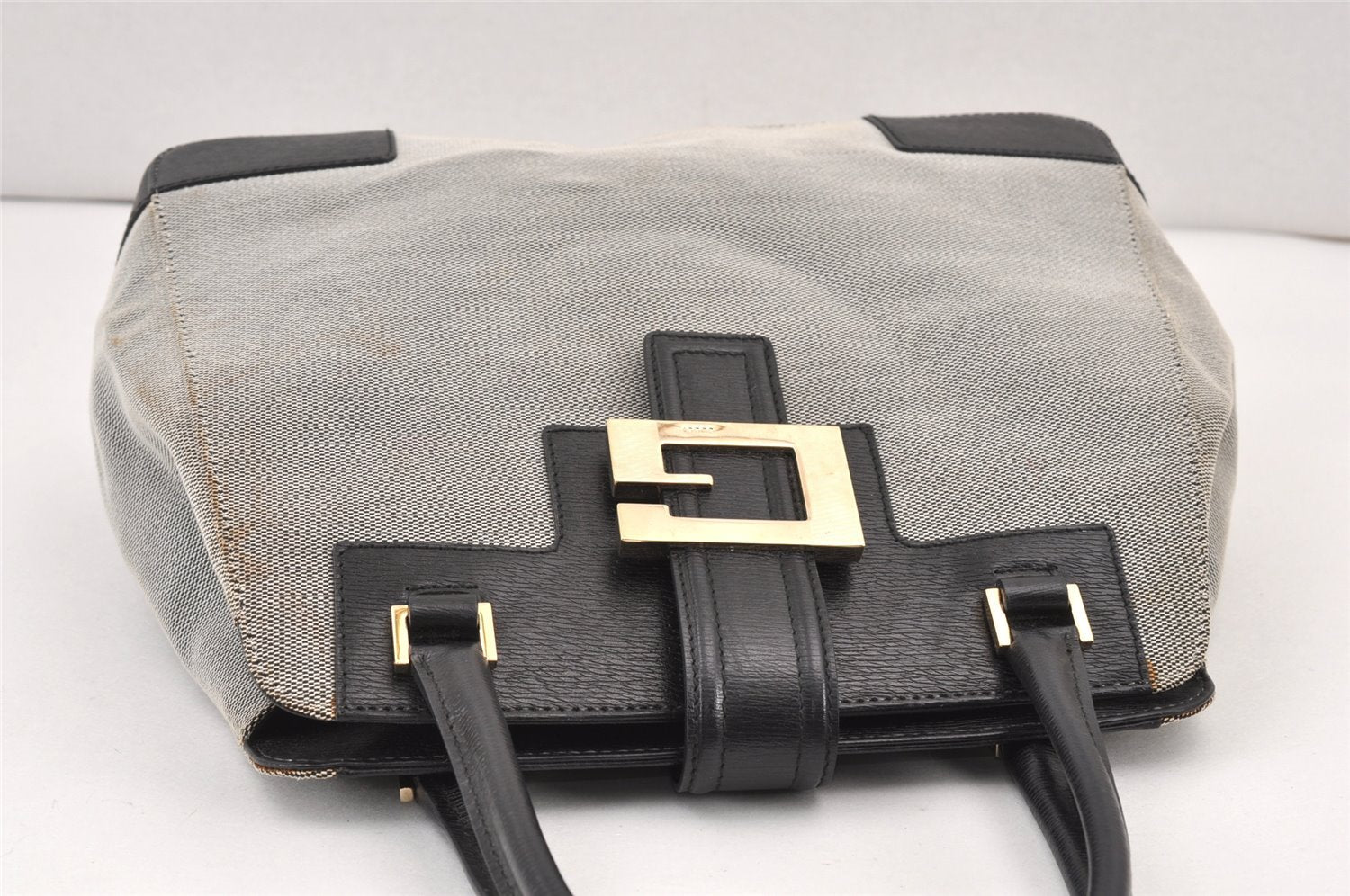 Authentic GUCCI Shoulder Hand Bag Purse Canvas Leather 0021103 Black 1930K