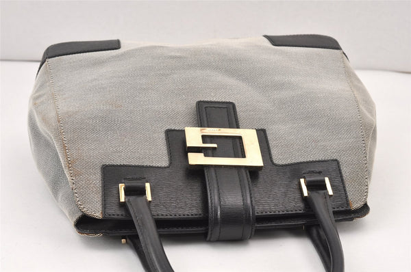 Authentic GUCCI Shoulder Hand Bag Purse Canvas Leather 0021103 Black 1930K