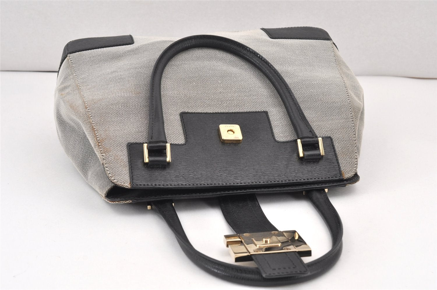 Authentic GUCCI Shoulder Hand Bag Purse Canvas Leather 0021103 Black 1930K
