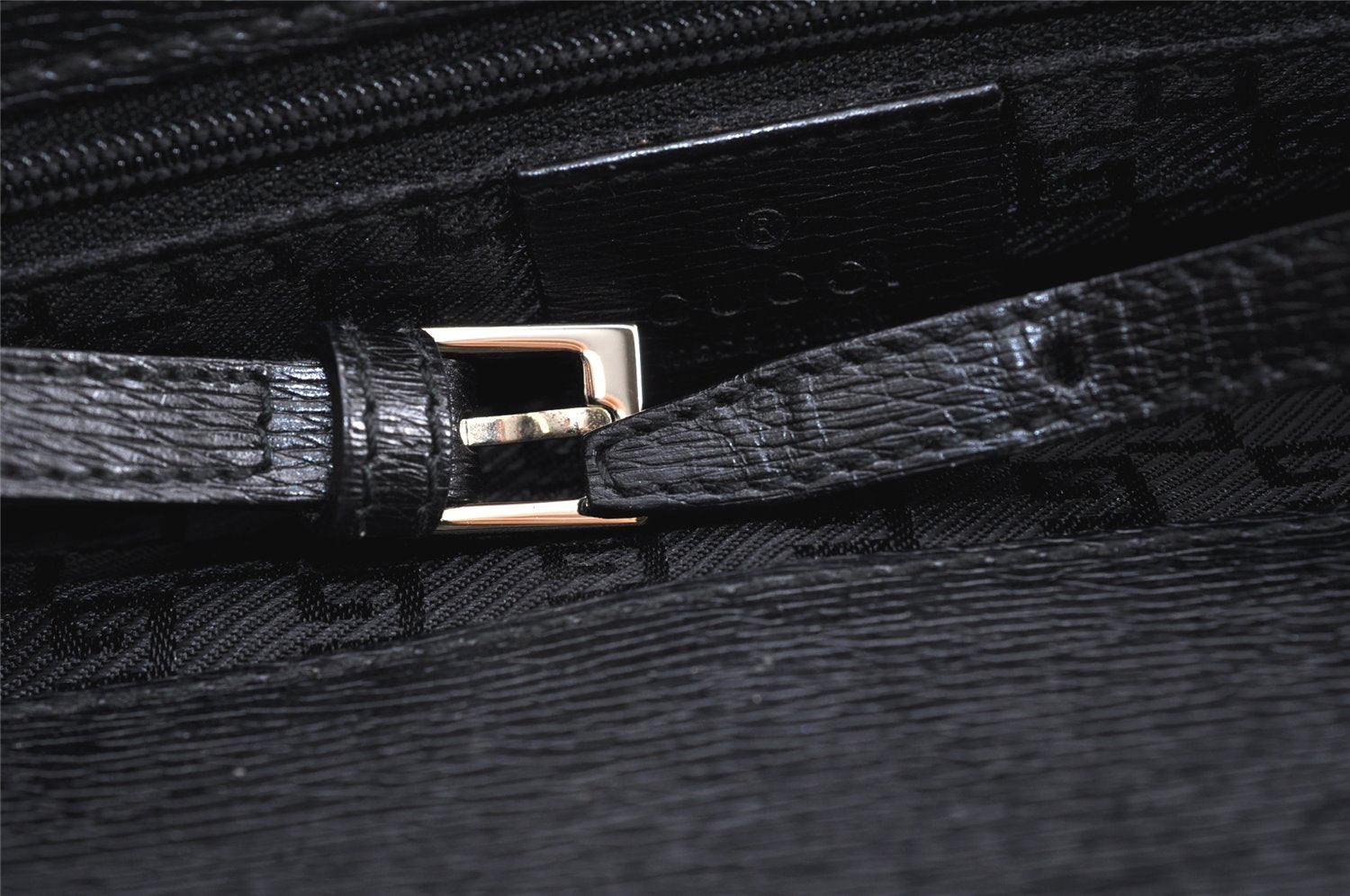 Authentic GUCCI Shoulder Hand Bag Purse Canvas Leather 0021103 Black 1930K