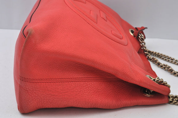 Authentic GUCCI SOHO Tassel Shoulder Tote Bag Chain Leather 308982 Pink 1931J