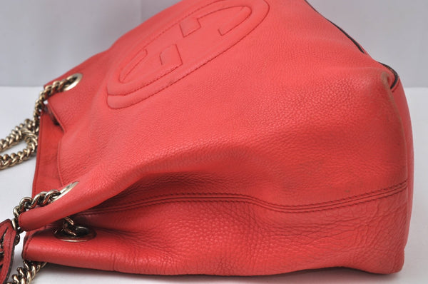 Authentic GUCCI SOHO Tassel Shoulder Tote Bag Chain Leather 308982 Pink 1931J