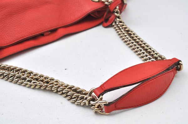 Authentic GUCCI SOHO Tassel Shoulder Tote Bag Chain Leather 308982 Pink 1931J