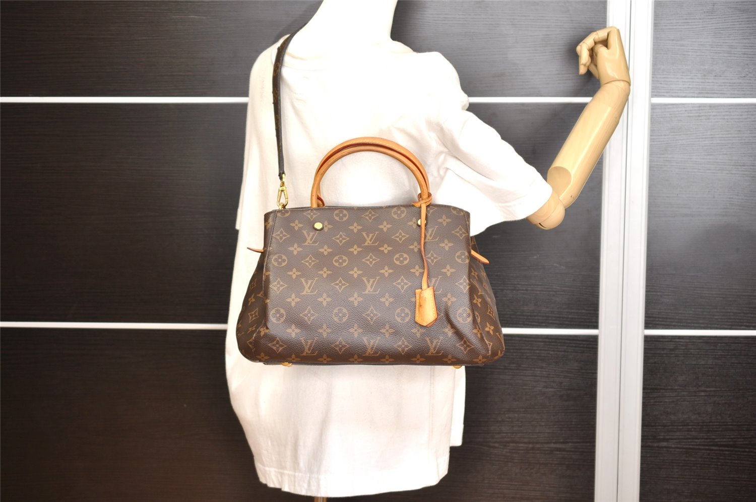 Authentic Louis Vuitton Monogram Montaigne MM 2Way Hand Bag M41056 LV 1931K